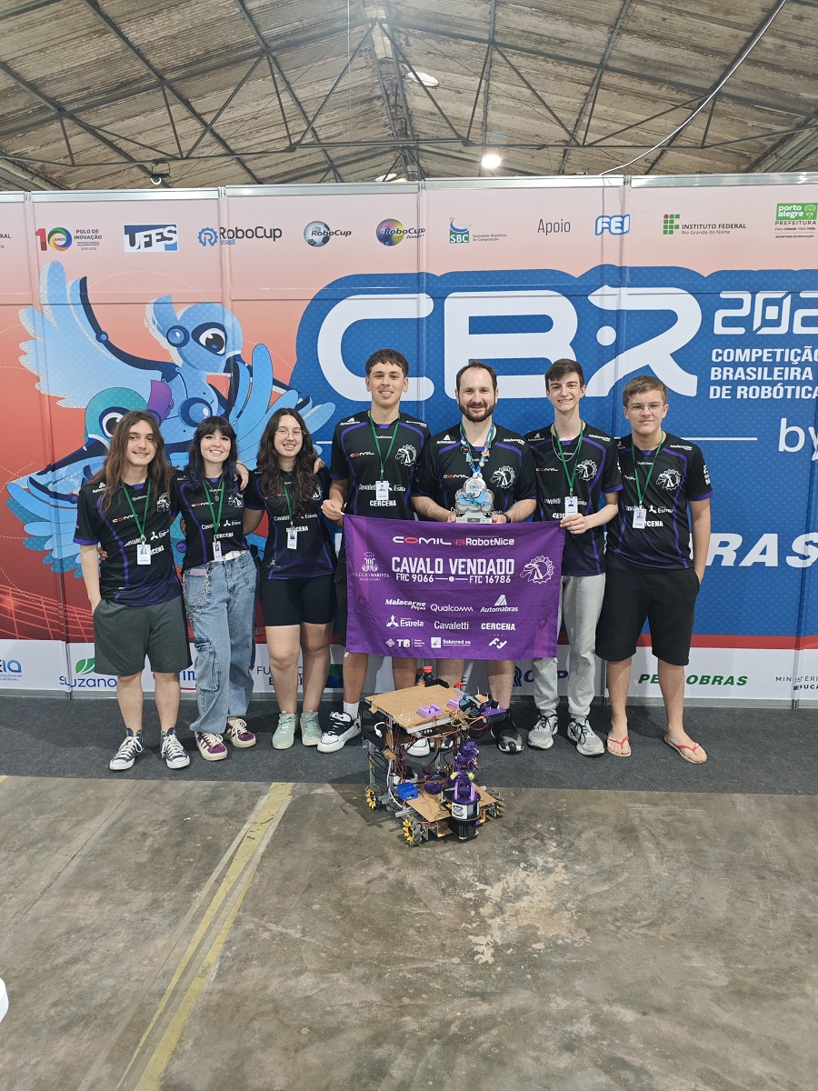 Ir para  <p><big>De 13 a 19 de outubro, a equipe de Rob&oacute;tica do Col&eacute;gio Marista Medianeira, Cavalo Vendado, participou da Competi&ccedil;&atilde;o Brasileira de Rob&oacute;tica 2025, que aconteceu em...