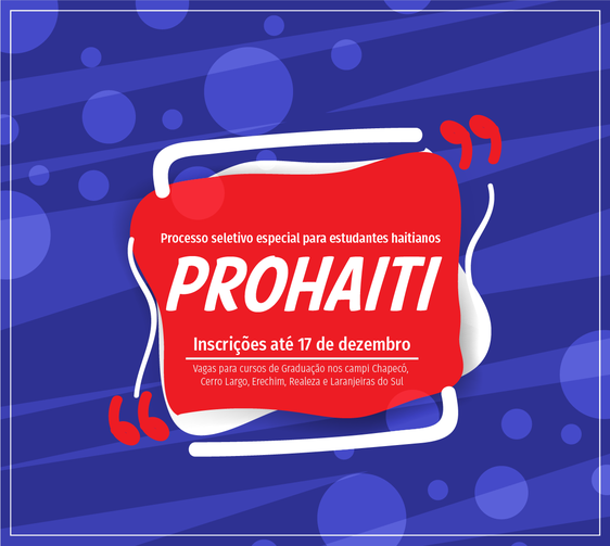 Ir para  <p><big>A Universidade Federal da Fronteira Sul (UFFS) acaba de publicar o edital do processo seletivo que oferta vagas suplementares para haitianos em seus cursos de gradua&ccedil;&atilde;o. As oportunidades s&atilde;o...