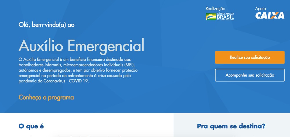 Ir para  <p><big>A Caixa Econ&ocirc;mica Federal disponibilizou nesta ter&ccedil;a-feira (7) o site e o aplicativo por meio do qual informais, aut&ocirc;nomos e MEIs podem solicitar o aux&iacute;lio emergencial de R$...
