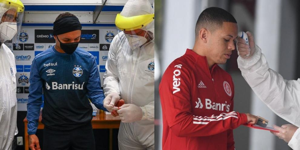 Ir para  <p><big>Ap&oacute;s duas semanas do primeiro teste contra a Covid-19 realizado em jogadores de Gr&ecirc;mio e Inter, os departamentos m&eacute;dicos dos dois clubes dever&atilde;o realizar nos pr&oacute;ximos dias...