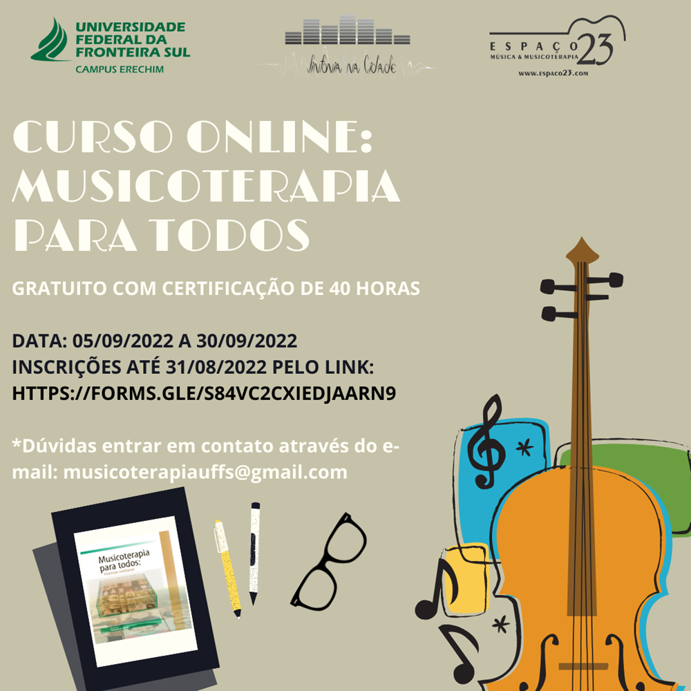 Ir para  <p><big>Est&atilde;o abertas as inscri&ccedil;&otilde;es para a 3&ordf; edi&ccedil;&atilde;o do curso on-line Musicoterapia para todos: viv&ecirc;ncias cotidianas, ofertado pela Universidade Federal da...
