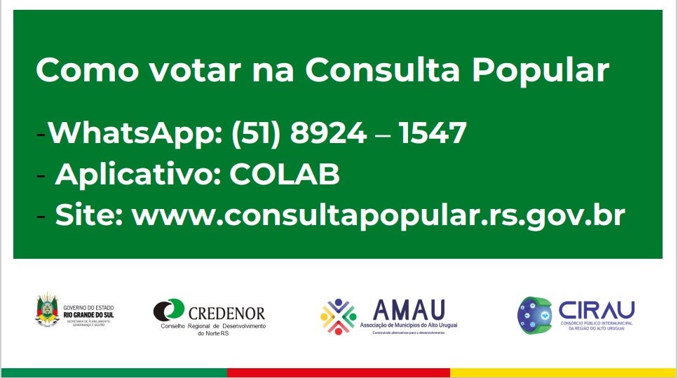 Ir para  <p><big>Participe do processo democr&aacute;tico e cidad&atilde;o de escolha das prioridades para fomentar o desenvolvimento regional.</big></p>

<p><big>A vota&ccedil;&atilde;o acontece de 14...