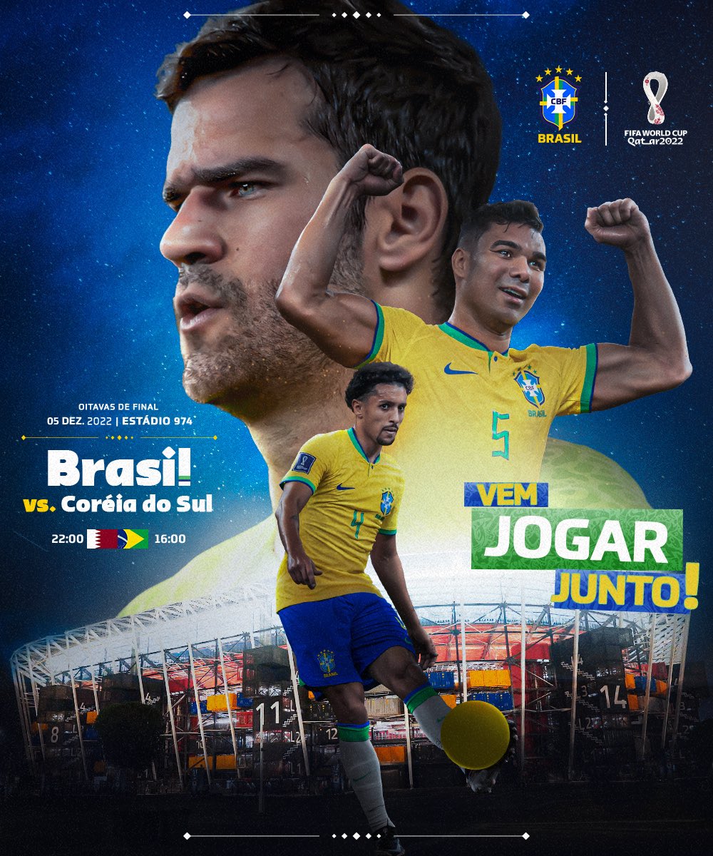 Ir para  <p><big>O d&eacute;cimo quinto dia da Copa do Mundo do Catar tem o Brasil em campo para decidir contra a Coreia do Sul uma vaga nas quartas de final. Nesta segunda-feira, &agrave;s 16h, os comandados de Tite buscam apagar a...