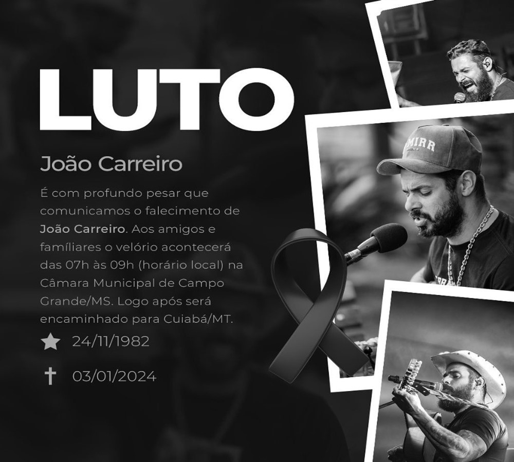 Ir para  <p><big>O cantor sertanejo Jo&atilde;o Carreiro morreu na quarta-feira (3) aos 41 anos de idade ap&oacute;s passar por uma cirurgia no cora&ccedil;&atilde;o. A informa&ccedil;&atilde;o foi confirmada no perfil...
