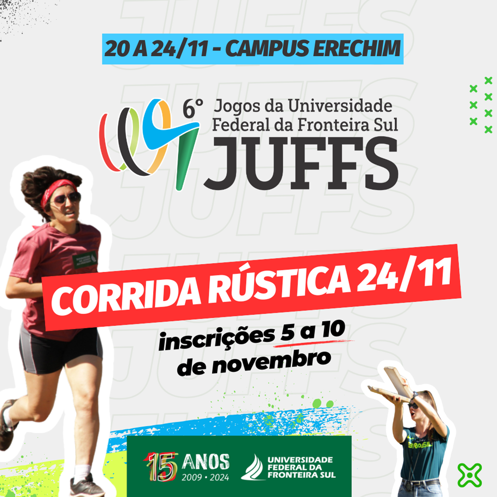 Ir para  <p><big>No per&iacute;odo de 20 a 24 de novembro a Universidade Federal da Fronteira Sul &ndash; Campus Erechim sediar&aacute; a sexta edi&ccedil;&atilde;o dos Jogos Universit&aacute;rios da UFFS &ndash;...